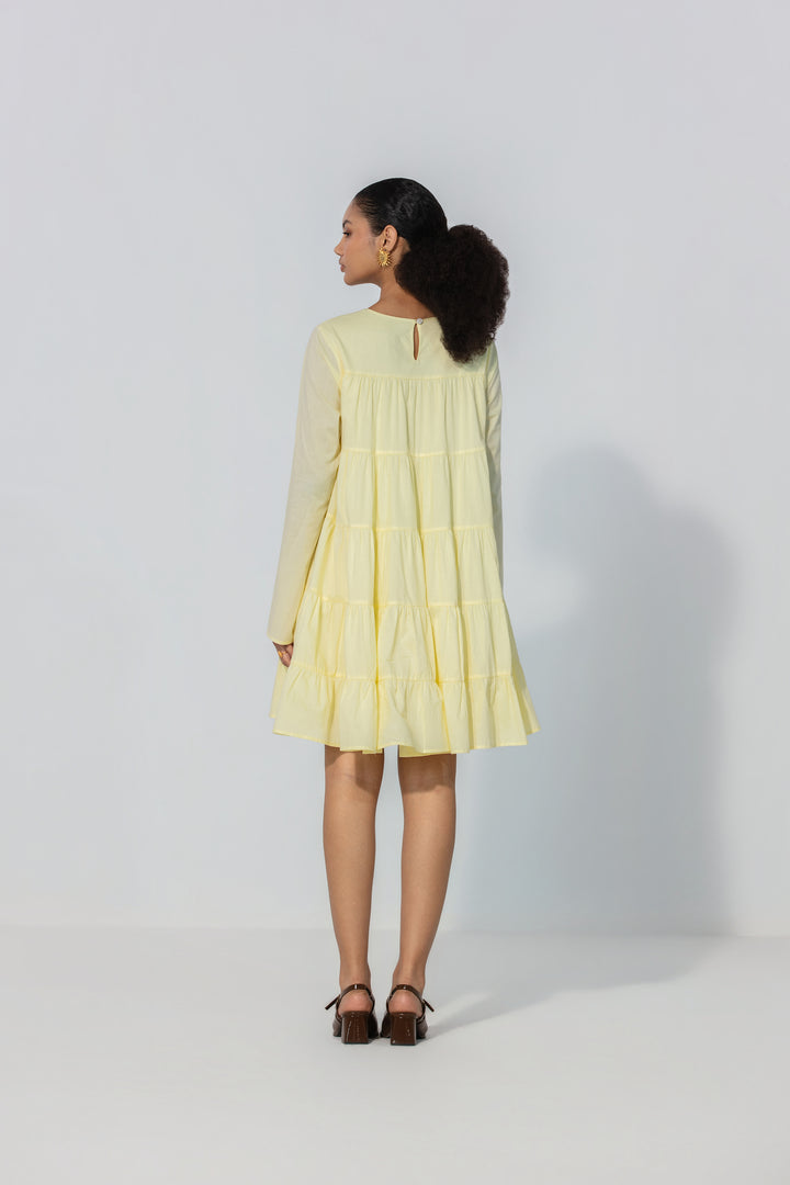 Lemon Tiered Mini Dress