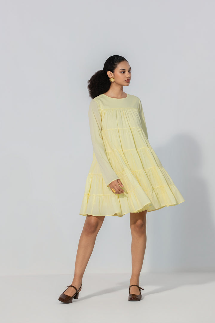 Lemon Tiered Mini Dress
