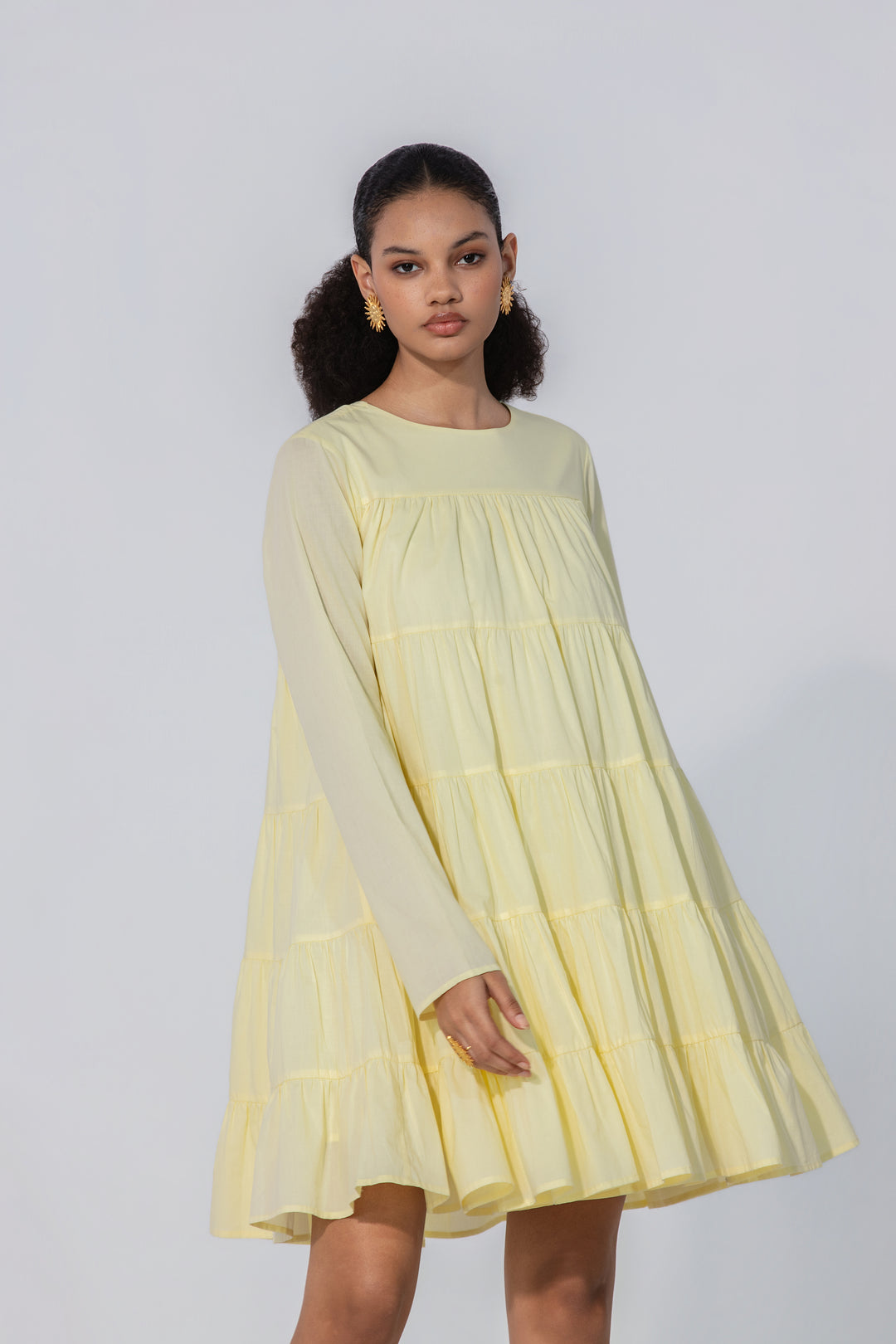 Lemon Tiered Mini Dress