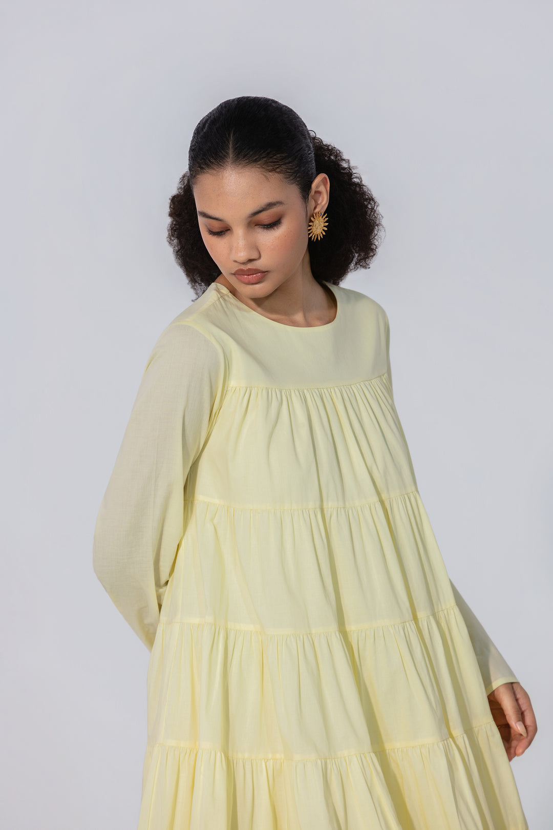 Lemon Tiered Mini Dress