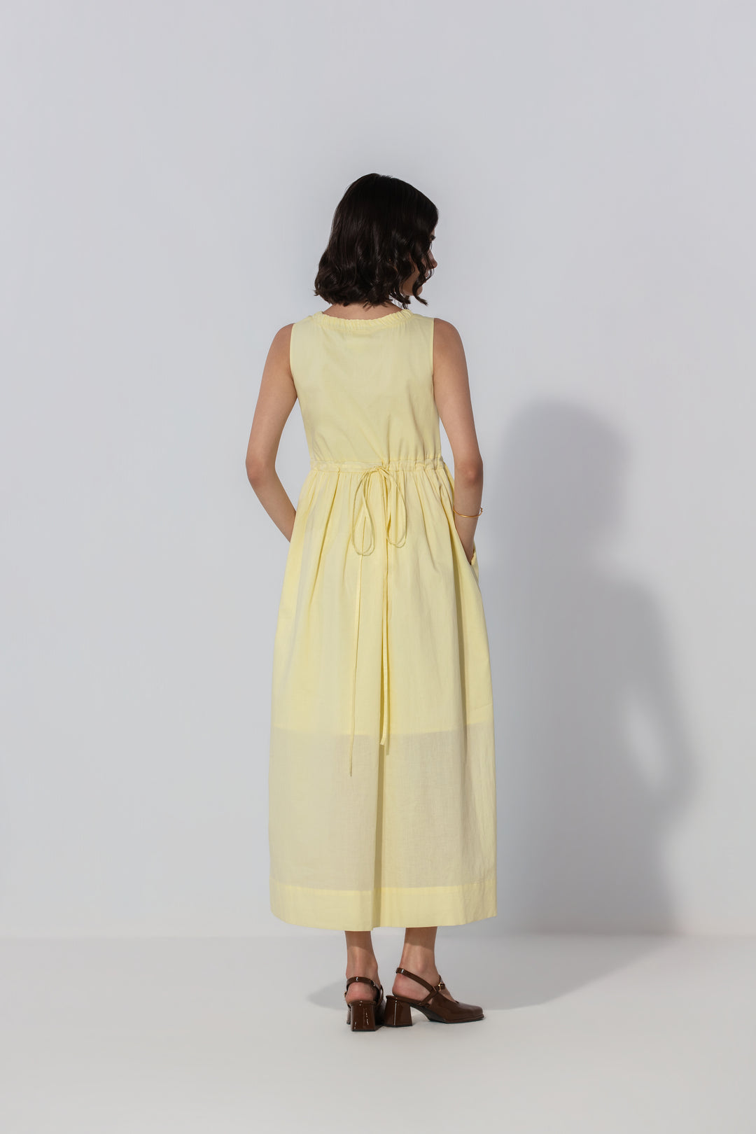 Butter V-Neck Gathered Maxi Dress