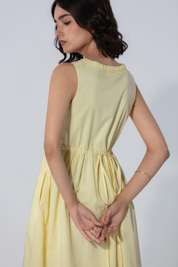 Butter V-Neck Gathered Maxi Dress