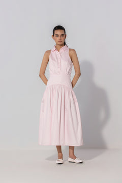 Blush Collared Drop-Waist Maxi Dress