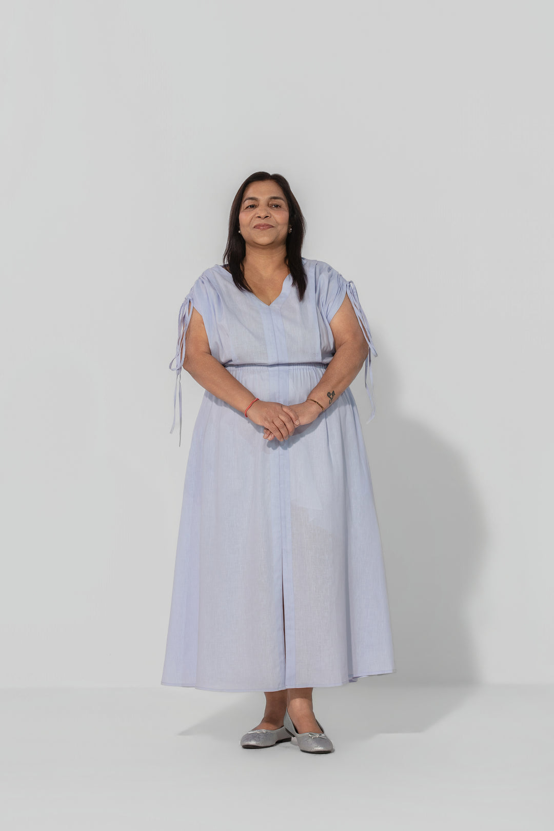 Saru Drawstring Sleeve Maxi Dress