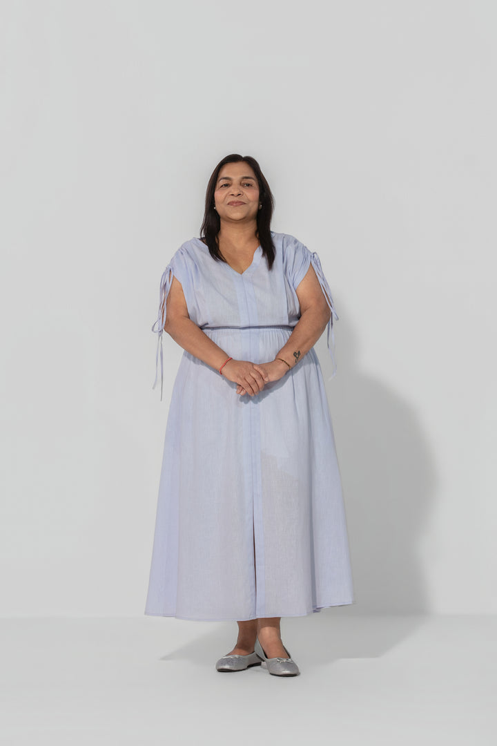 Saru Drawstring Sleeve Maxi Dress