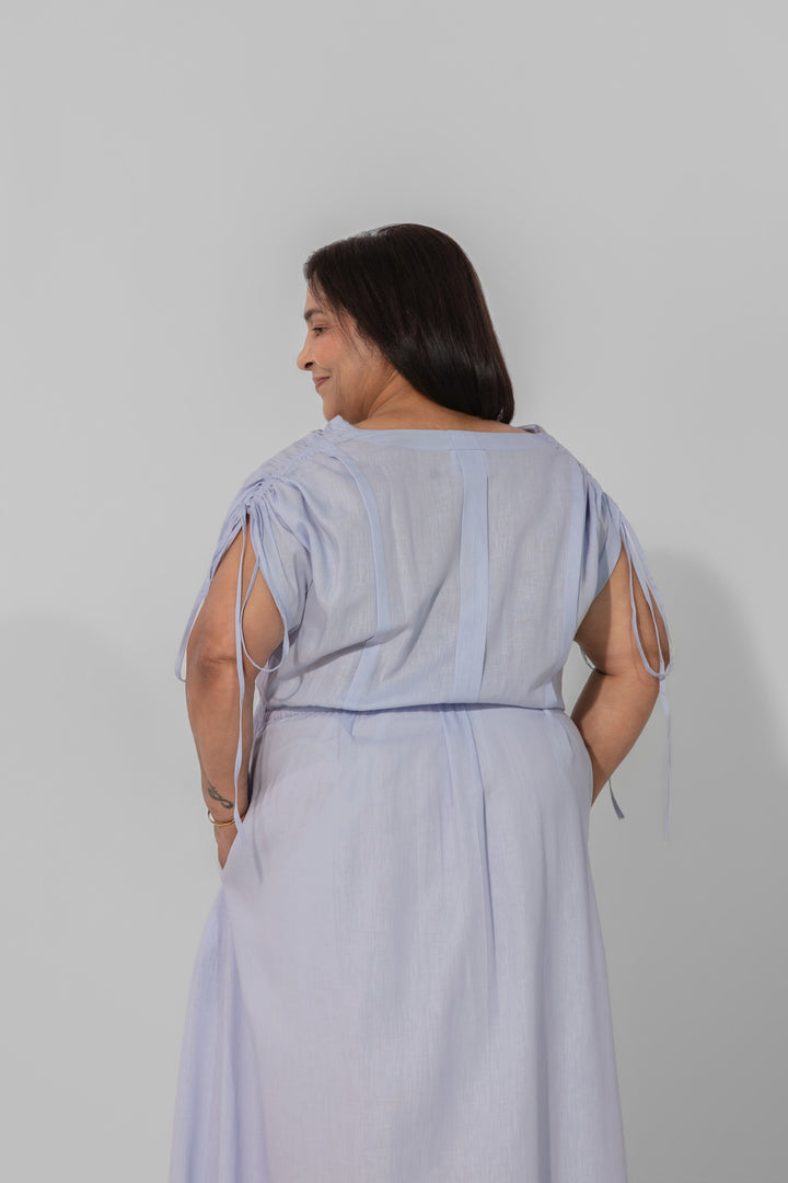 Saru Drawstring Sleeve Maxi Dress