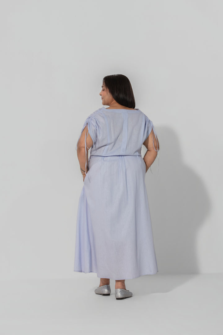 Saru Drawstring Sleeve Maxi Dress