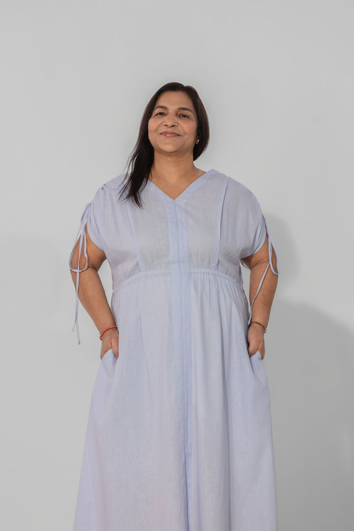 Saru Drawstring Sleeve Maxi Dress
