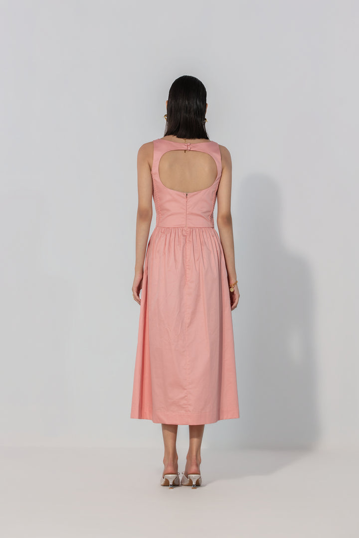 Blush Shirred Panel Maxi Dress
