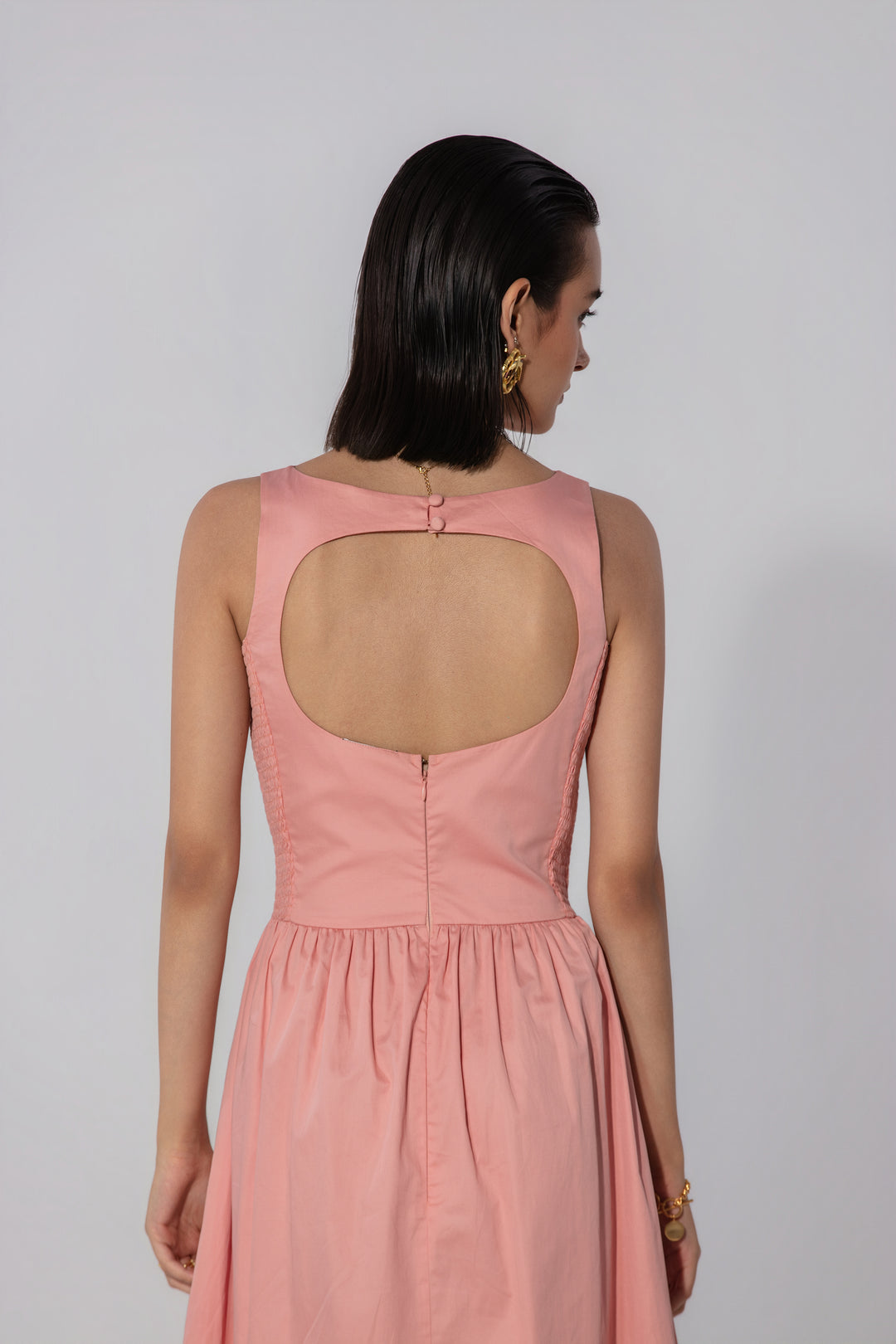 Blush Shirred Panel Maxi Dress