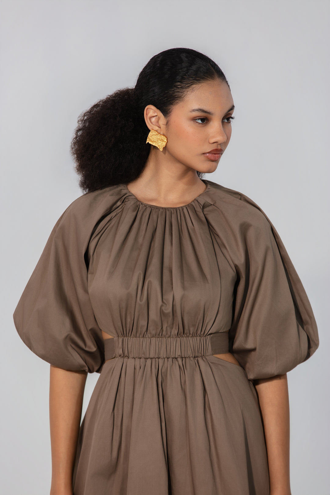 Mocha Cut-Out Tie Mini Dress