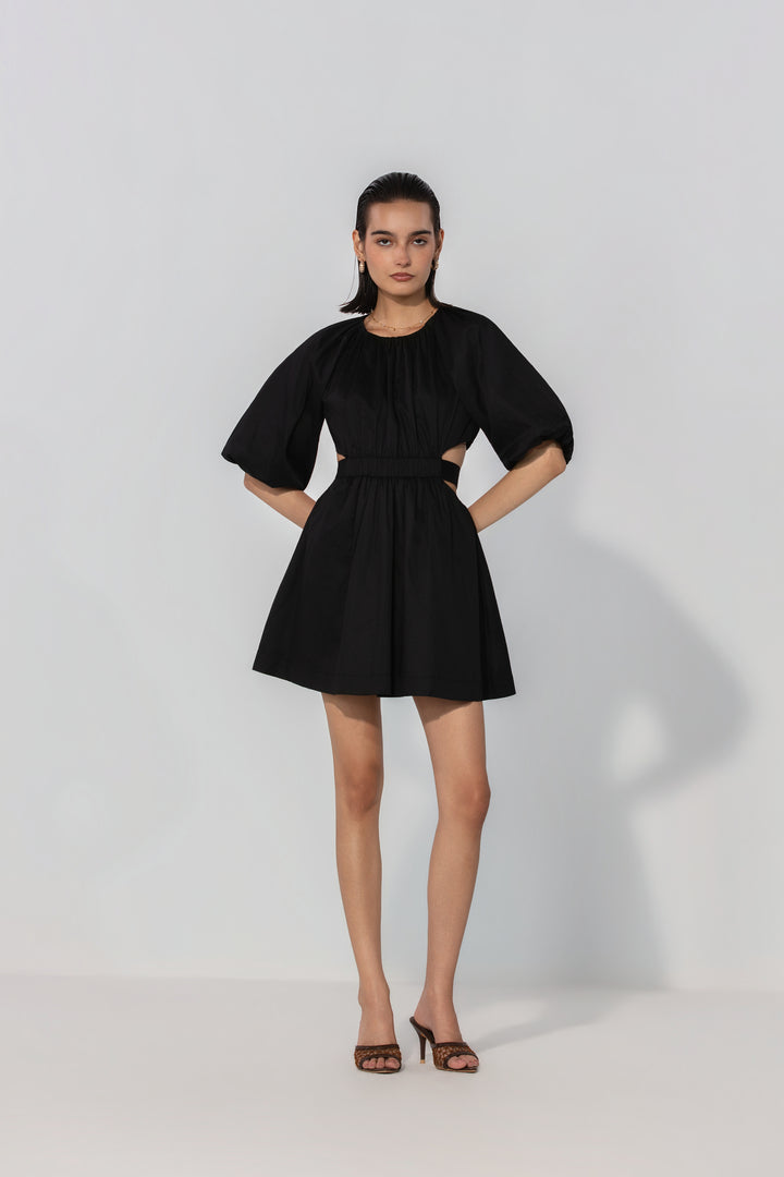 Black Cut-Out Tie Mini Dress