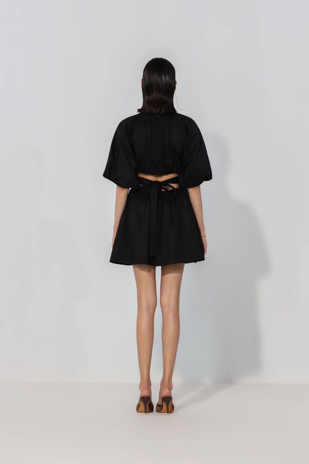 Black Cut-Out Tie Mini Dress