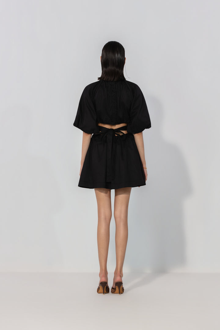 Black Cut-Out Tie Mini Dress