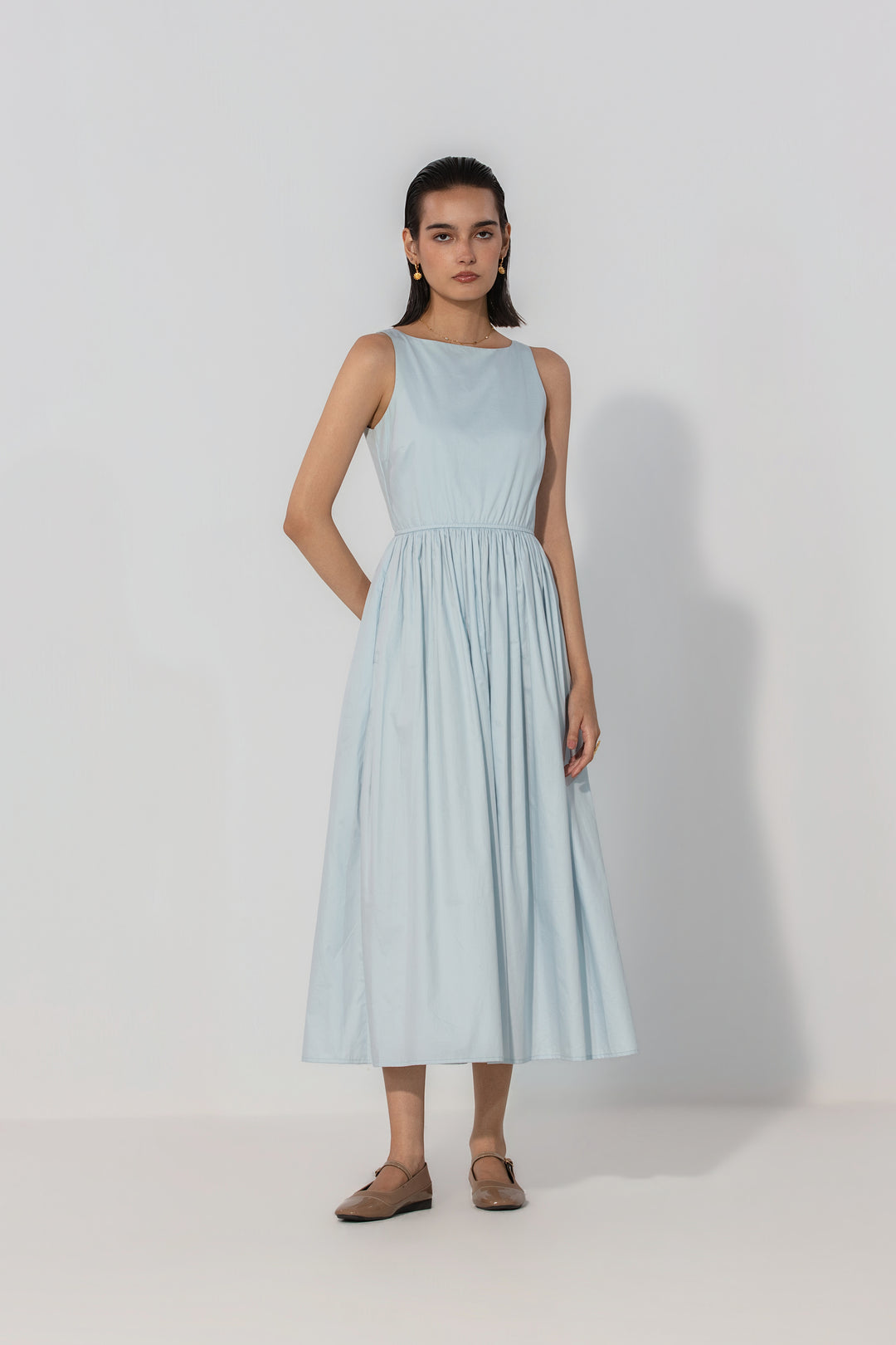 Powder Blue Gallery Midi Dress – thr3letter