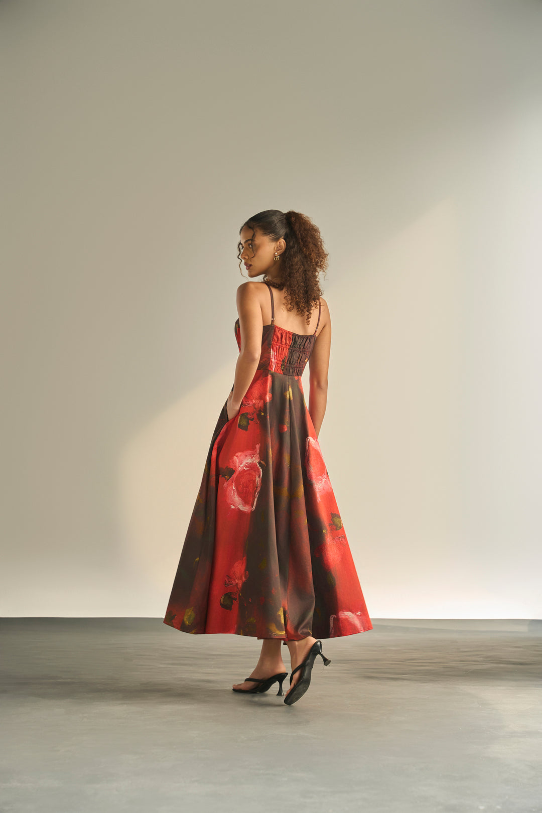 CRIMSON PETALS PADDED DRESS