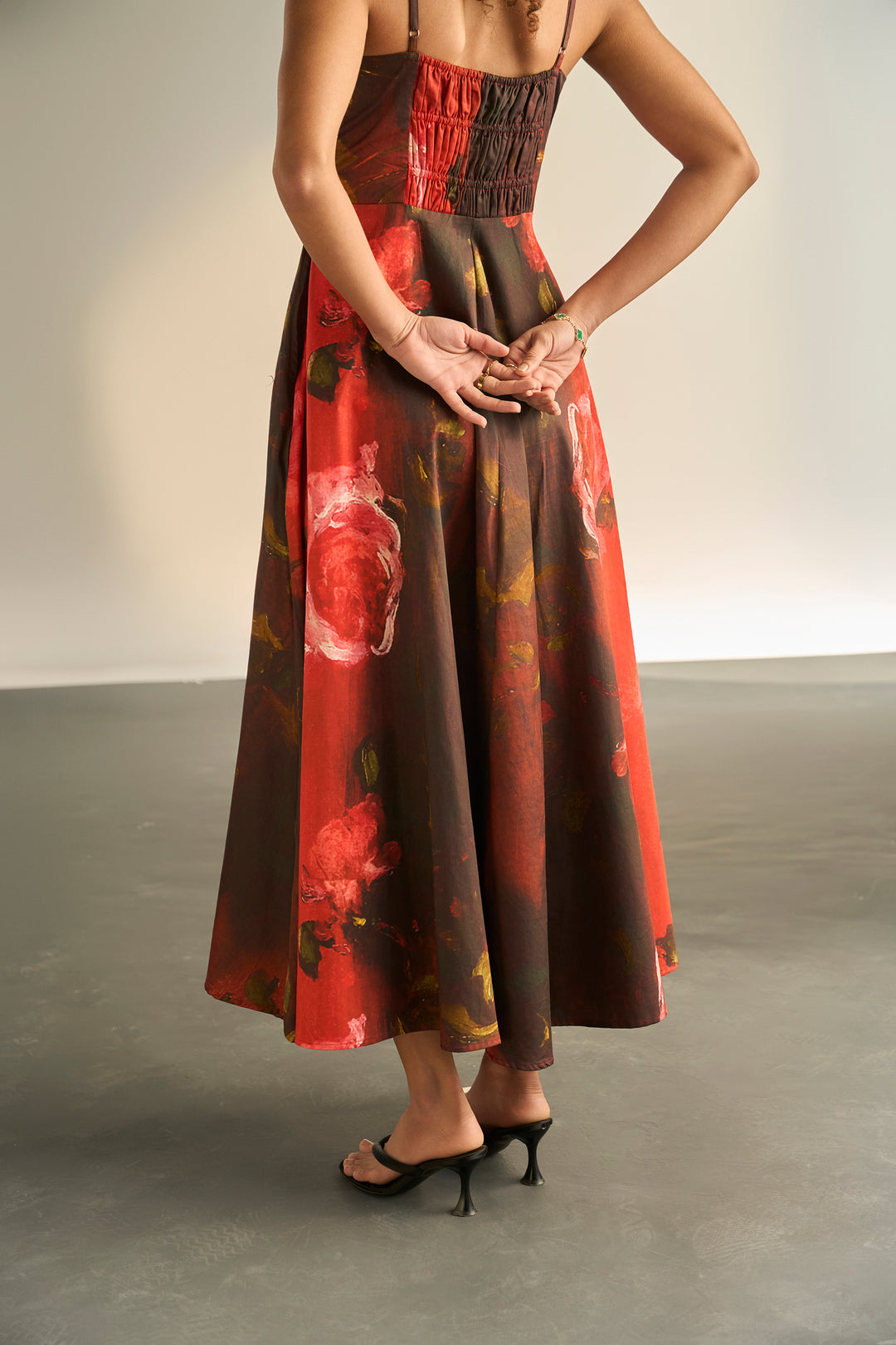 CRIMSON PETALS PADDED DRESS