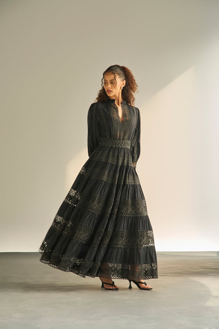 THE ATELIER LACE DRESS - BLACK