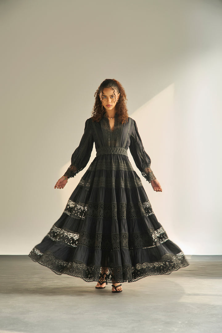 THE ATELIER LACE DRESS - BLACK