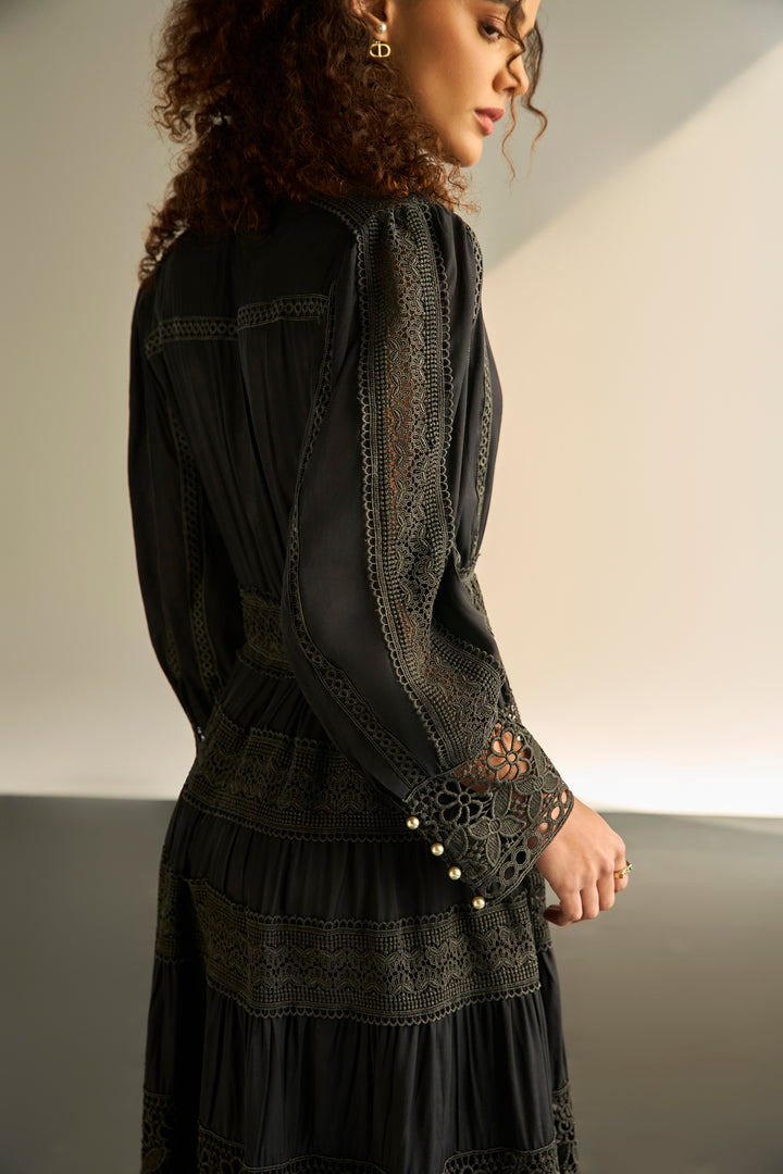 THE ATELIER LACE DRESS - BLACK