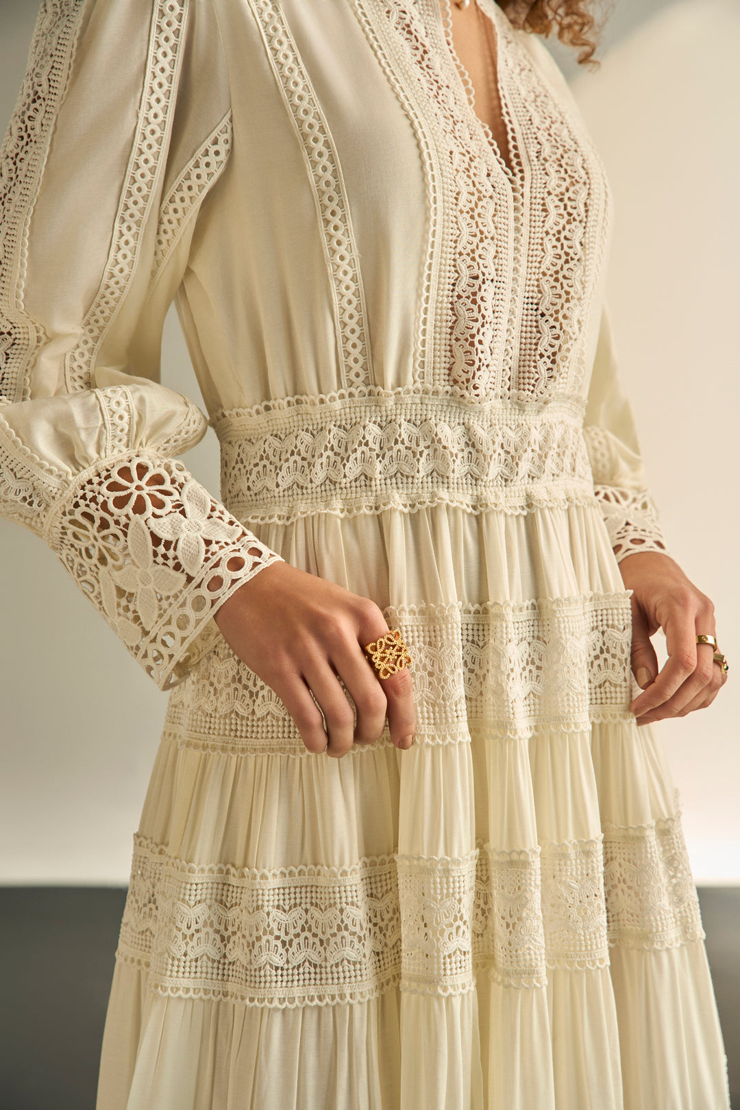 THE ATELIER LACE DRESS - CREAM
