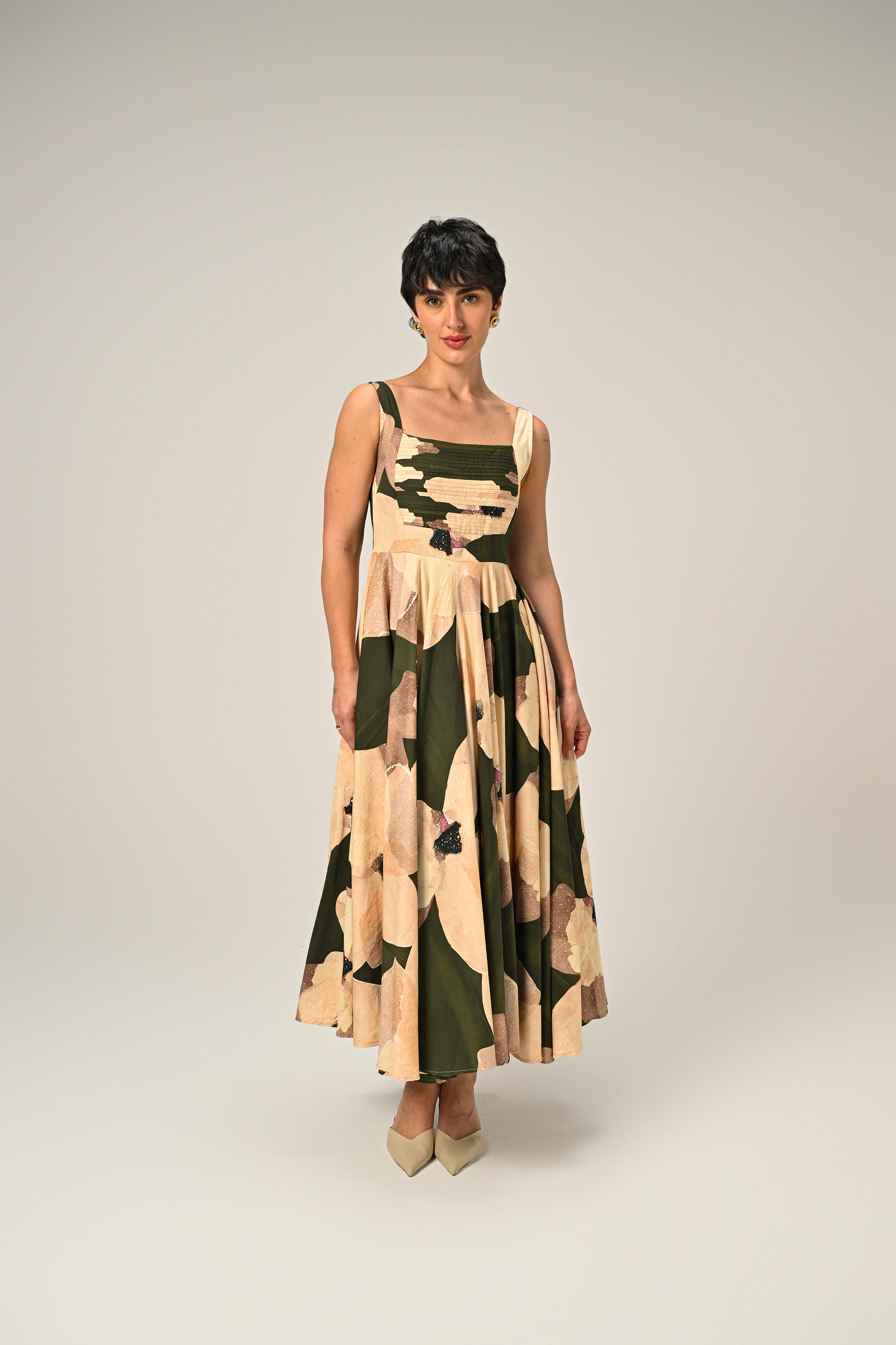 スーツ・フォーマル・ドレス LERURE LE'RURE cutter combination dress MarryUP Elegant Work Dresses for Women Square Neck Vintage