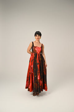 Crimson Bloom Maxi Dress