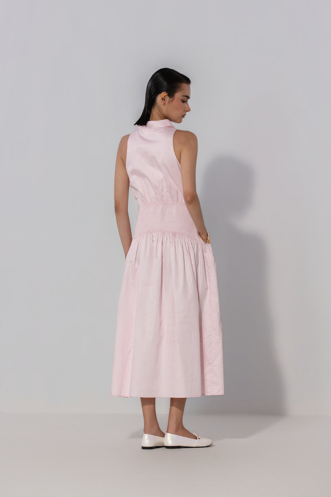 Blush Collared Drop-Waist Maxi Dress